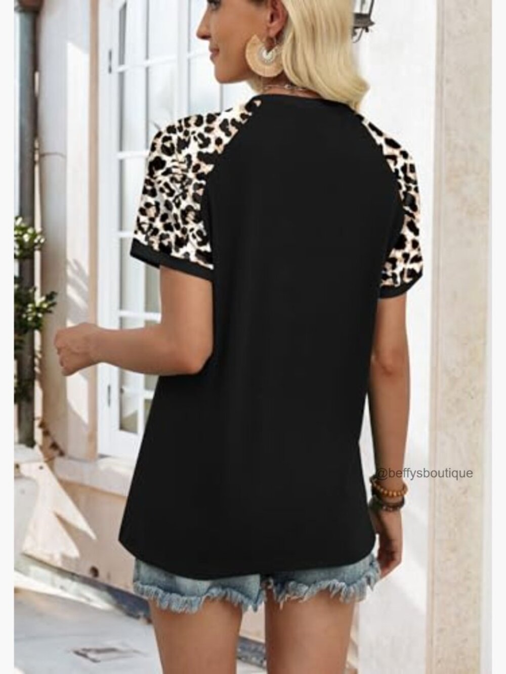 Color Block Short Sleeve Raglan Tee Summer Vacation Top - Picture 5 of 7